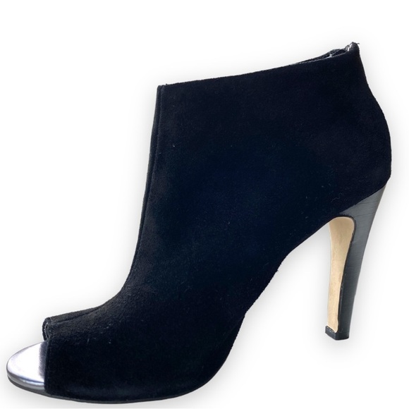 JULIANNE Hough for Sole Society Angela Black Suede Peep Toe Booties - Picture 10 of 16